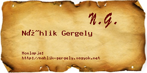 Náhlik Gergely névjegykártya